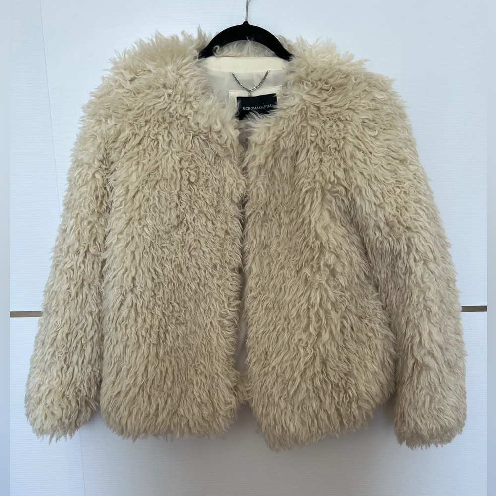 NWT BCBGMaxAzria cropped faux fur jacket